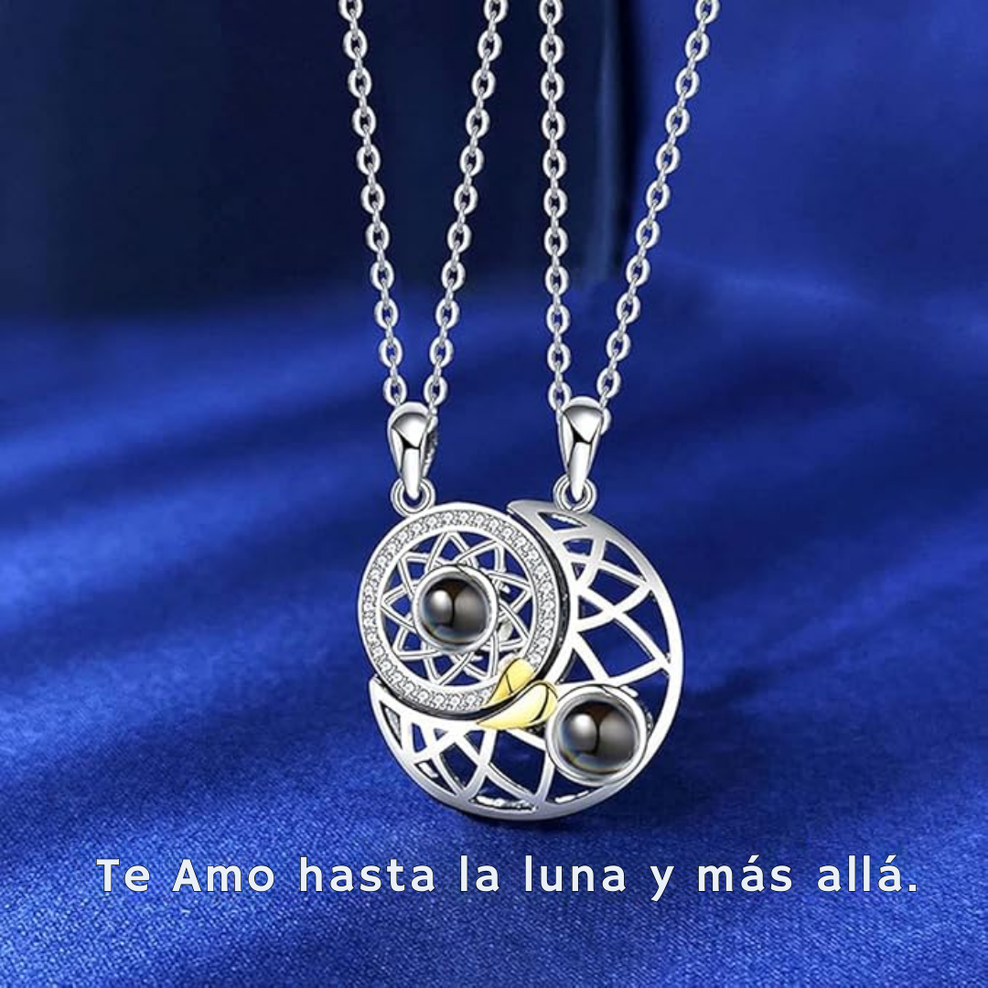 Te Amo en 100 Idiomas - Collar Sol y Luna