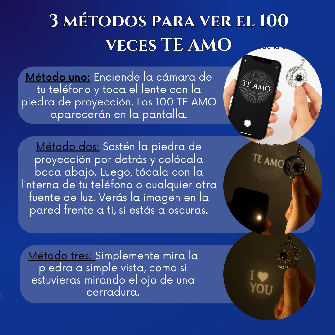 Te Amo en 100 Idiomas - Collar Sol y Luna